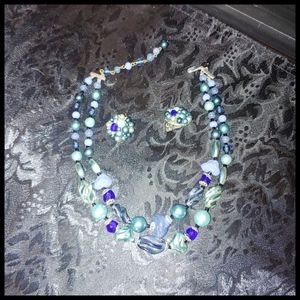 Vintage 'Japan' Earrings and Necklace Set, Costume Jewelry